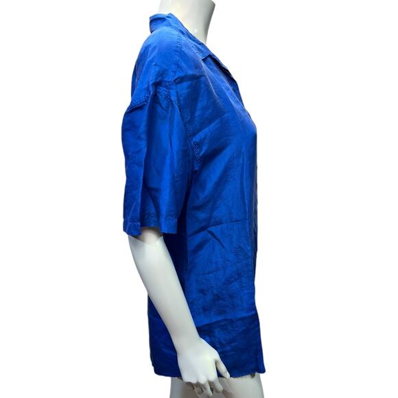 Vintage Studio New York 100% Silk Oversized Button Down Electric Blue Size S - Picture 4 of 9